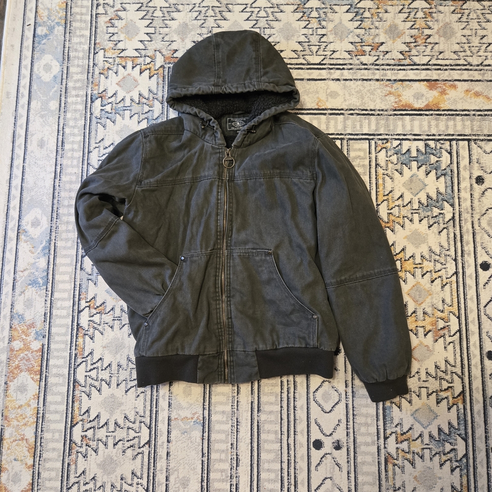 G.H. Bass & Co. Men's Heavy Cotton Canvas Hoody Bomber Jacket M
